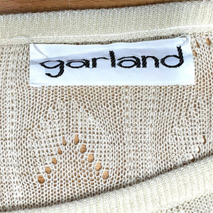 Garland Women's Sheer Sweater Herringbone Arrow Knit Lightweight Beige Size S