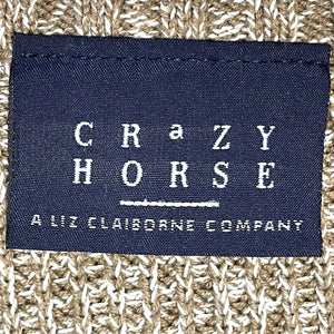 Crazy Horse Women's Knit Sweater Full Zip Cardigan Preppy Beige Size M