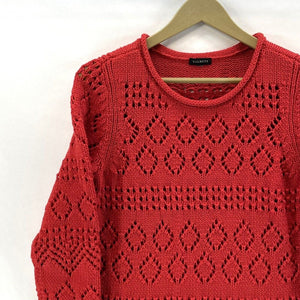 Talbots Women's Cozy Sweater Chunky Knit Sheer Tunic Red Size M