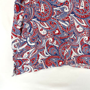 Westbound Women's Button Up Linen Blend Flowy Tunic Paisley Blue Red Size L