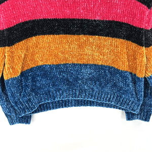 Deep Sugar Women's Soft Sweater Cozy Boxy Knit Bright Yellow Pink Blue Size S