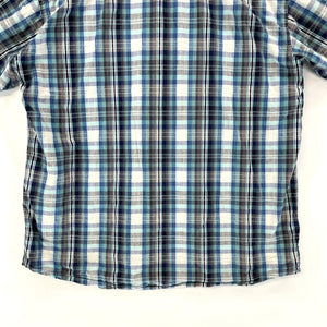 US Expedition Men's Button Up Shirt Western Workwear Plaid Blue White Size L