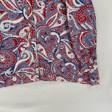 Westbound Women's Button Up Linen Blend Flowy Tunic Paisley Blue Red Size L