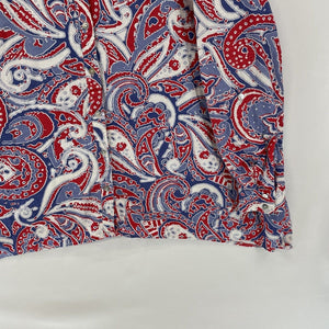 Westbound Women's Button Up Linen Blend Flowy Tunic Paisley Blue Red Size L