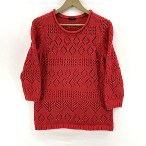 Talbots Women's Cozy Sweater Chunky Knit Sheer Tunic Red Size M