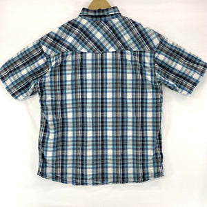 US Expedition Men's Button Up Shirt Western Workwear Plaid Blue White Size L