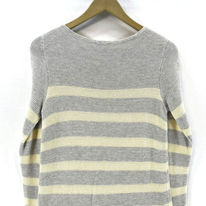 J Jill Women's Knit Sweater Dress Long Tunic Cozy Striped Gray Yellow Size XS