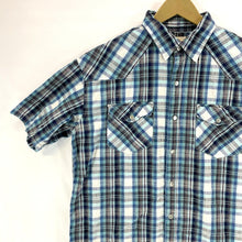 US Expedition Men's Button Up Shirt Western Workwear Plaid Blue White Size L