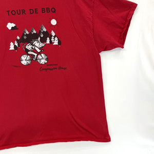 Men's Tour De BBQ T Shirt Razorback Bicycle Mountain Souvenir Red Size XL