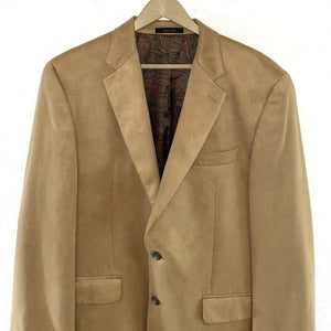 Lauren Ralph Lauren Men's Blazer Two Button Suede Like Pockets Tan Size 42L