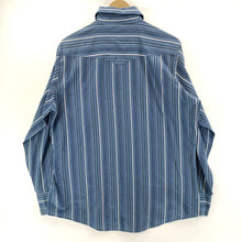 Bit & Bridle Men's Striped Button Down Shirt Pearl Snap Western Blue Size L