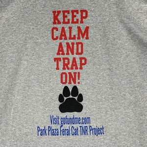 Gildan Women's T Shirt Feral Cat Project Keep Calm Trap On Souvenir Gray Size L