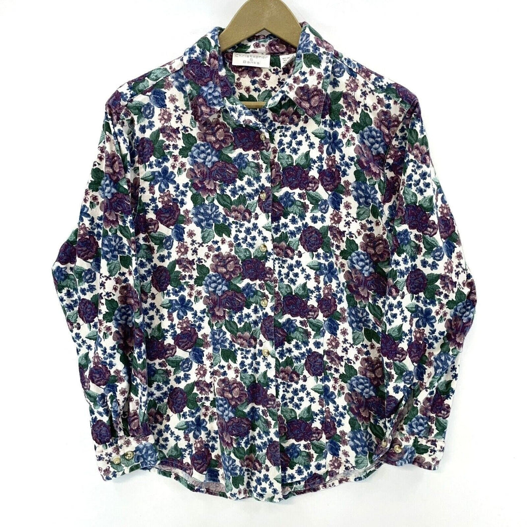 Christopher Banks 90sFloral Pink Green Blouse Size M