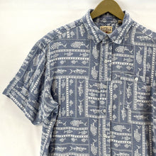 Red Head Men's Button Up Shirt Tribal Fish Lightweight Outdoor Blue Size L