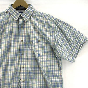 Twenty X Wrangler Men's Button Up Shirt Pastel Plaid Blue Green Vtg Size L