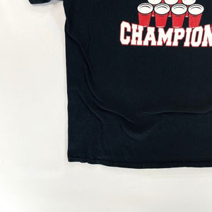 Gildan Men's T Shirt Round Up Beer Pong Champion Black Size L