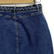 Harper Women Mini Denim Skirt Braid Belt Pockets Stretch Blue Waist 26 in Size S