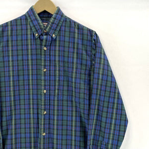 McGregor Classics Men's Button Up Shirt Lightweight Vtg Plaid Blue Green Size S