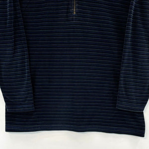 Erika Women's 90's Sweater 1/4 Quarter Zip Pullover Striped Vtg Blue Size L