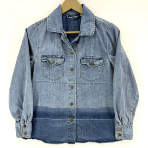 Soft Surroundings Women's Denim Button Up Shirt Light Jacket Dip Blue Size XS