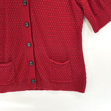 Chaps Women's Button Cardigan Sheer Knit Sweater Top Pockets Vtg Red Size L