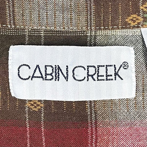 Cabin Creek Women's Brown Plaid Button Up Shirt Aztec Stitching Size L