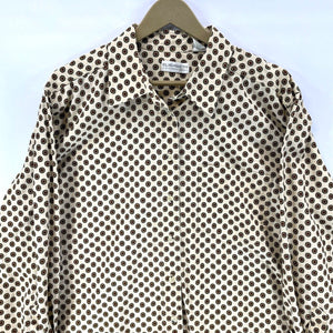 Liz Claiborne Women's Blouse Light Button Up Sunflower Polka Dot Beige Size 20