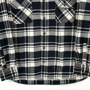 Jachs Men's Plaid Button Up Shirt Heritage Flannel Outdoor Black White Size L