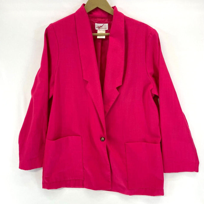 GW Division of Graff Women's Blazer One Button Pockets Made USA Vtg Pink Size 14