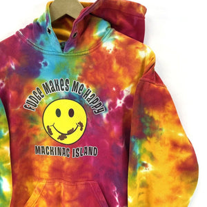 Retro Vision Women's Tie Dye Hoodie Fudge Smiley Face Mackinac Island Size S