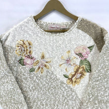 Penbrooke Lane Women's Knit Sweater Cozy Soft Pearl Flower Vtg Beige Size L