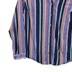 Christoper & Banks Women's Boho Tunic Groovy Button Blouse Striped Purple Size M