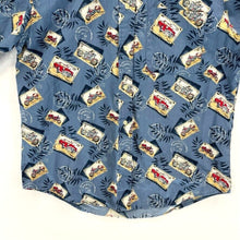 Natural Issue Men's Button Up Shirt Hawaiian Motorcycle Car Stamp Blue Size S