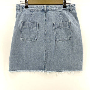 Christopher & Banks Women's Denim Mini Skirt Frayed Cutoff Cowgirl Blue Size 10