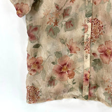 Alfred Dunner Women's Sheer Blouse Floral Vtg Made USA Beige Pink Size 24W