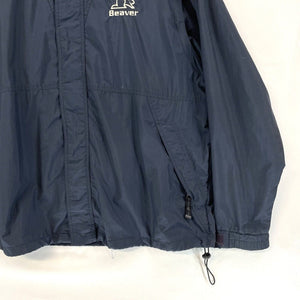 North End Men's Windbreaker Jacket Zip Up Beaver Stitching Navy Blue Size XL