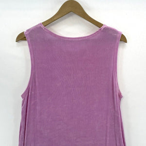 Vintage Women's Cropped Tank Top Shiny Ribbed Stretch Made USA Y2K Pink Size L