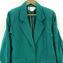 Prophecy Women's Wool Blazer Jacket Pockets Lined Vtg Made USA Green Size 6