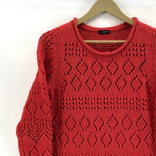 Talbots Women's Cozy Sweater Chunky Knit Sheer Tunic Red Size M