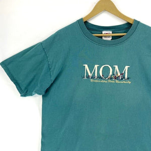 Top Threads Women's T Shirt Mom Stitching Flower Garden Vtg USA Green Size XL