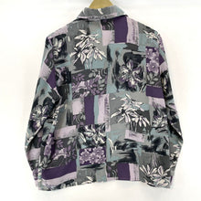 Graff Women's Floral Button Blouse Light Flowy Office Vtg Gray Purple Size M