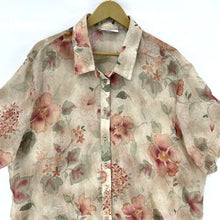 Alfred Dunner Women's Sheer Blouse Floral Vtg Made USA Beige Pink Size 24W