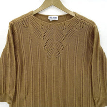 Blair Women's Knit Top Ribbed Lightweight Sweater Cozy VTG Camel Brown Size M