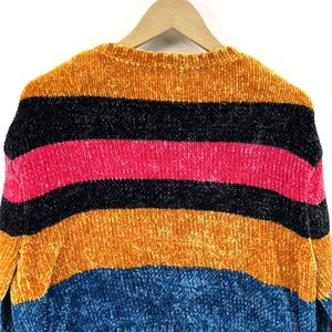 Deep Sugar Women's Soft Sweater Cozy Boxy Knit Bright Yellow Pink Blue Size S