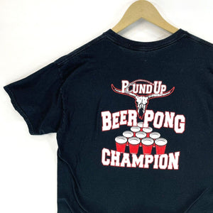 Gildan Men's T Shirt Round Up Beer Pong Champion Black Size L