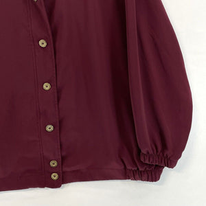 Teddi Women's Light Jacket Silky Gold Leaf Stitch Pockets Vtg Maroon Size 2X