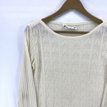 Garland Women's Sheer Sweater Herringbone Arrow Knit Lightweight Beige Size S