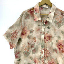 Alfred Dunner Women's Sheer Blouse Floral Vtg Made USA Beige Pink Size 24W