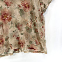 Alfred Dunner Women's Sheer Blouse Floral Vtg Made USA Beige Pink Size 24W