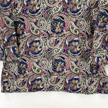 Jones New York Women's Funky Boho Blouse Linen V Neck Paisley Blue Pink Size M